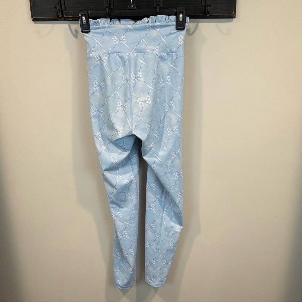 Love Shack Fancy Beach Riot Dana High Rise Blue Bow Leggings Size Medium - Picture 6 of 10